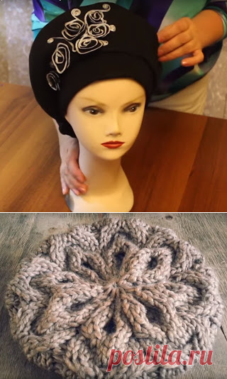 МК пошива и вязания берета и идея вязанного шарфожилета
