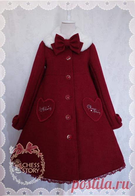 Chess Story -Alices'Dairy- A-line Shaped Lolita Long Winter Coat