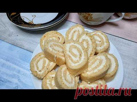 Бисквитный рулет! Вкусный и простой в приготовлении десерт!