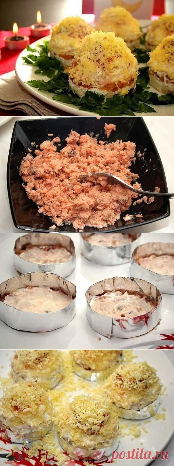 Порционный салат-закуска "Мимоза".