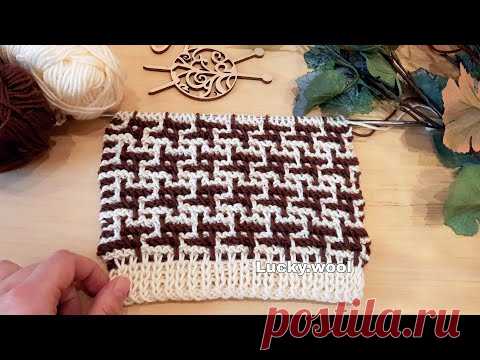 Вяжем ленивый жаккард "Шестерёнки" спицами. - YouTube