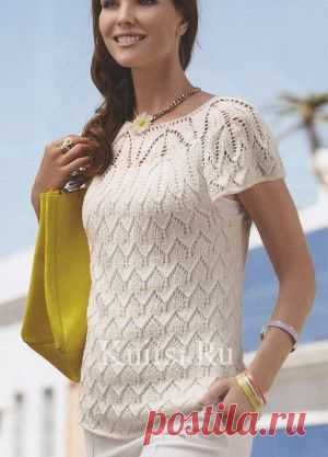 Ажурный пуловер с круглой кокеткой. Вязание для женщин / Пуловеры / Спицами