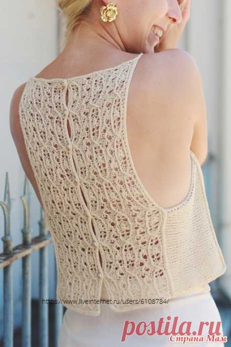 Топ/майка Filigree Cami от Marzena Koaczek. Спицы. - ВЯЗАНАЯ МОДА+ ДЛЯ НЕМОДЕЛЬНЫХ ДАМ - Страна Мам