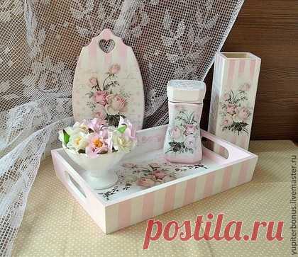 Купить Предметы для кухни "Как хороши, как свежи были розы..." - розовый, набор для кухни