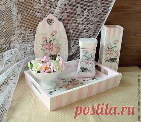 Купить Предметы для кухни &quot;Как хороши, как свежи были розы...&quot; - розовый, набор для кухни