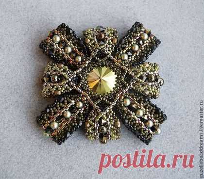 (41) Броши ручной работы. Ярмарка Мастеров - ручная работа. Купить Military брошь. Handmade. Хаки, орден, японский бисер ТОНО | брошь