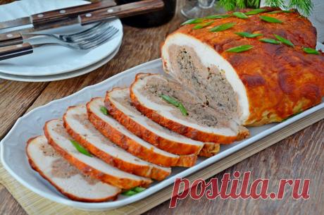 курица со свининой, грибами и фасолью...