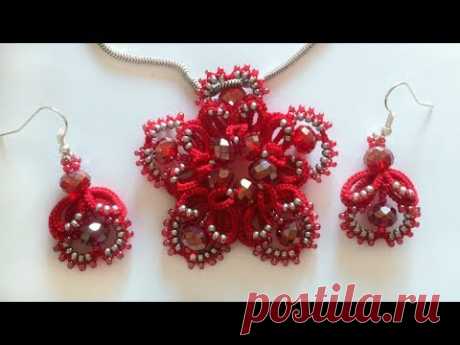 Серьги Яблочки фриволите иглой, анкарс. Видео урок для начинающих. Earrings Apples frivolite needle