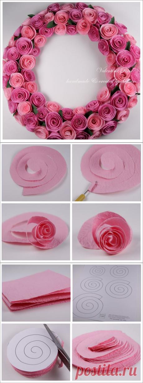 Спиральные розы из бумаги. Мастер-класс.