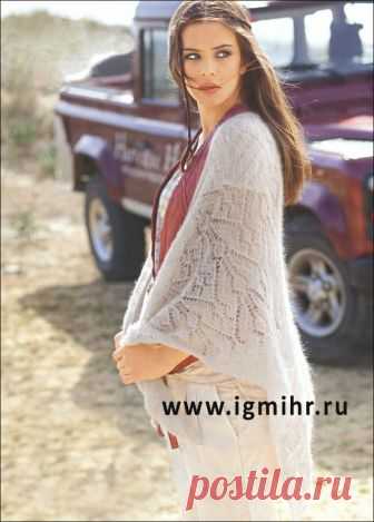 Ажурная шаль из королевского мохера. Спицы