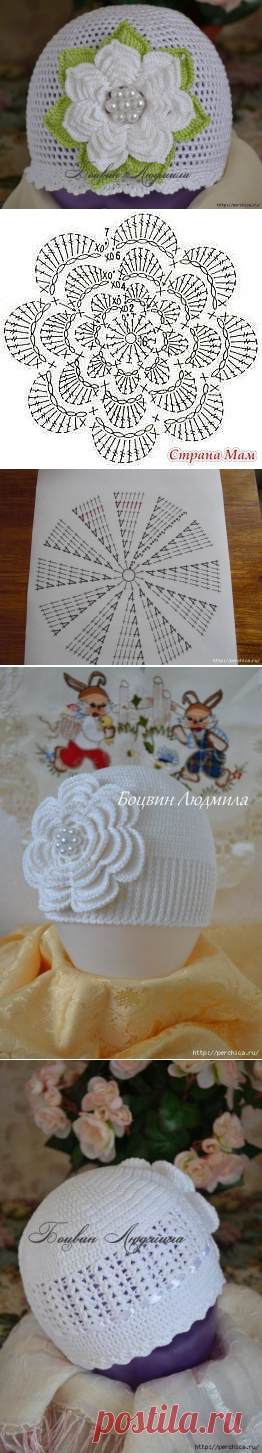 Шапочка для девочки вязанная крючком