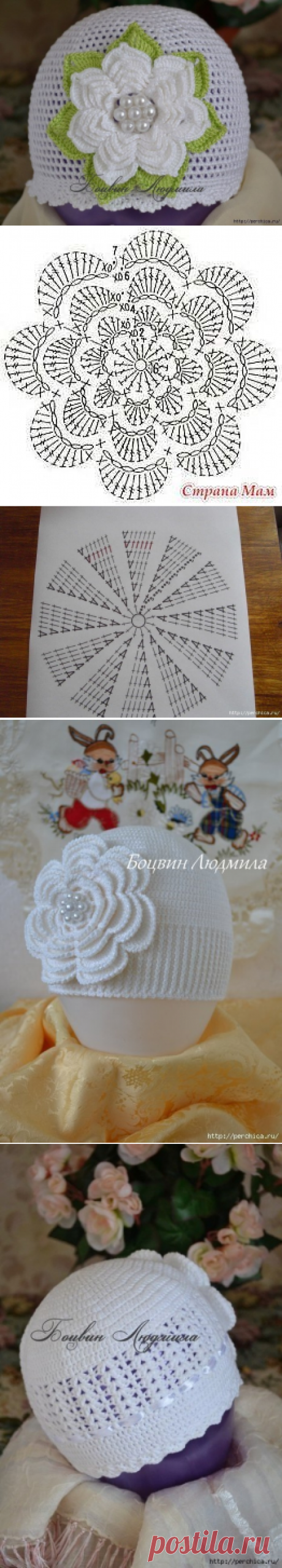 Шапочка для девочки вязанная крючком