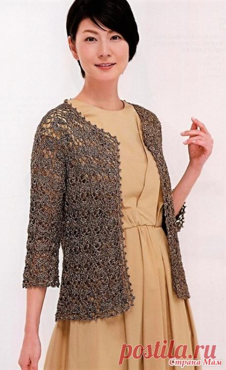 Ажурный жакет с растительным узором. Крючок. Lets Knit Series 80601 2019.