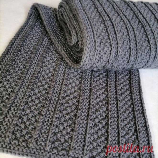 Вяжем мужской шарф Вяжем мужской шарфРазмеры шарфа после вто: 175×25 см.
Нам понадобится:* пряжа Детский каприз от пехорка 50% мериносовая шерсть 50% акрилв 50 гр. 225 м. 6 моточков. Вяжем в 2 нити!!!* спицы 4Раппорт узора состоит из 10 петель + 5 для симметрии + 2 кромочные.Шарф состоит из чередования...