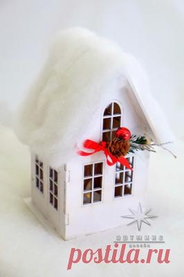 Новогодний сувенир домик-светильник