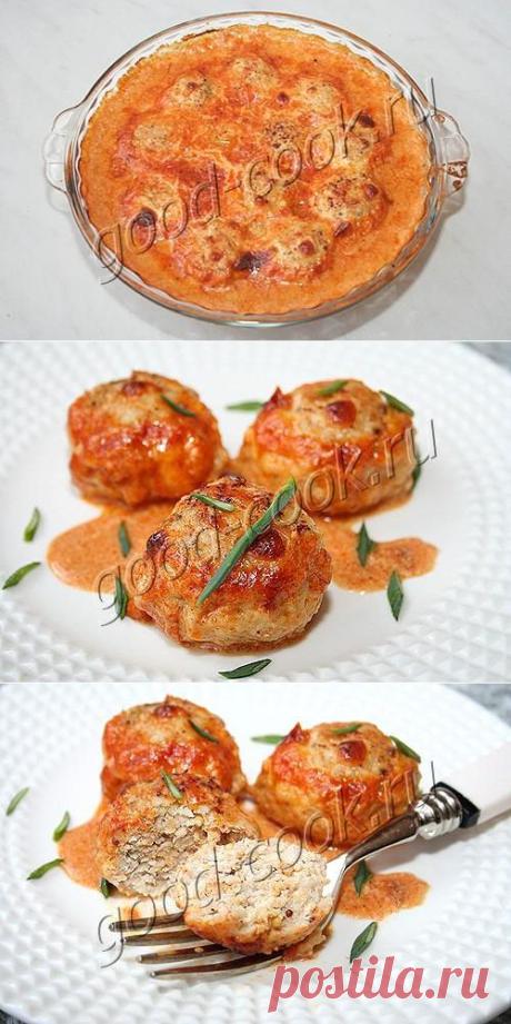 Хорошая кухня - куриные фрикадельки с сыром, запечённые в сливочном соусе. Кулинарная книга рецептов. Салаты, выпечка.