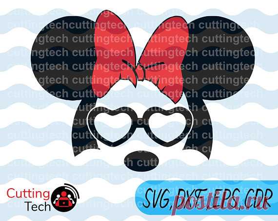 Cool Minnie Mouse with glases svg cut file, disney cartoon, minnie svg, dxf, eps, , Cameo, Silhouette, Corel Draw file, Instant Download de cuttingtech en Etsy Studio