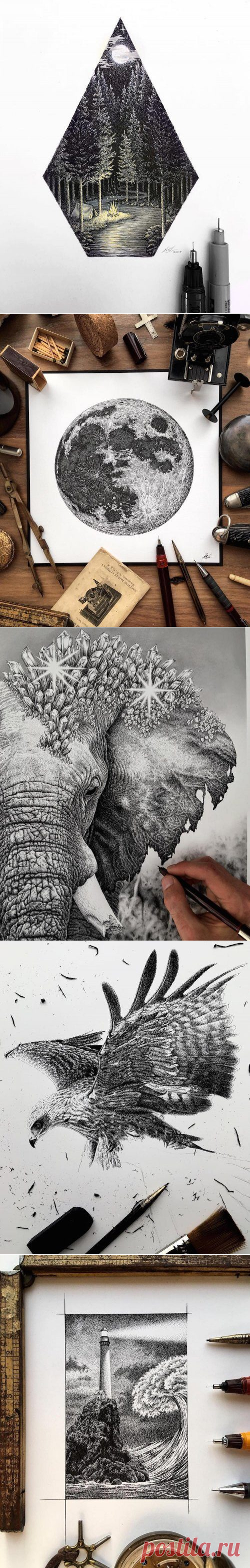 Рисунки, созданные из миллионов точек