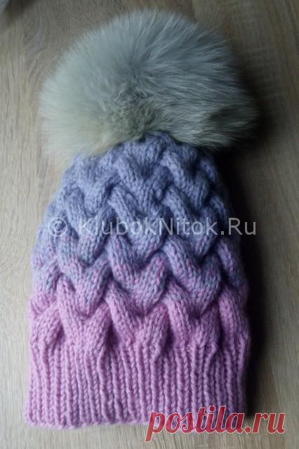 Шапка узором &#171;Коса с тенью&#187; | Вязание для женщин | Вязание спицами и крючком. Схемы вязания.