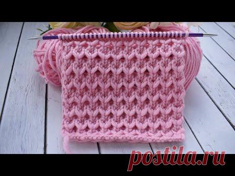 АЖУРНЫЙ УЗОР СПИЦАМИ | КРАСИВЫЙ УЗОР ДЛЯ ЖЕНСКОГО ДЖЕМПЕРА И КАРДИГАНА | ПРОСТОЙ УЗОР ДЛЯ НАЧИНАЮЩИХ