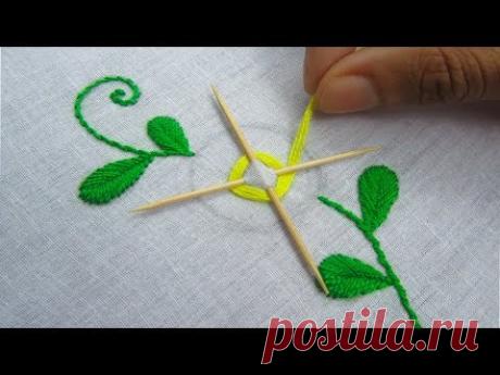 Hand Embroidery, Easy Flower Embroidery Trick with tooth pick