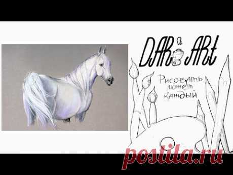 Как нарисовать белую лошадь СУХОЙ пастелью! #Dari_Art
