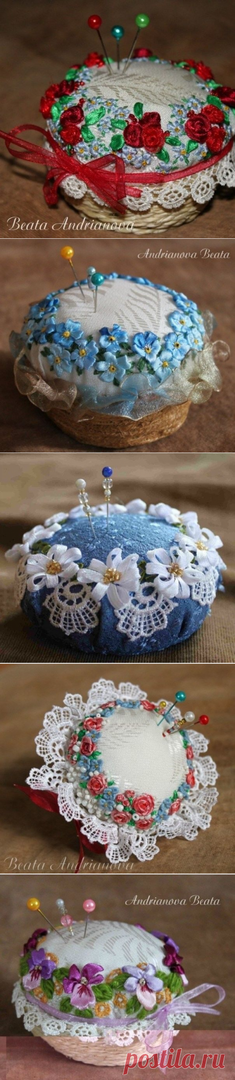 Игольницы, украшенные вышивкой лентами: идеи для вдохновения — DIYIdeas