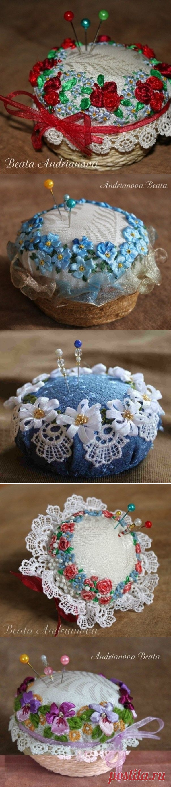 Игольницы, украшенные вышивкой лентами: идеи для вдохновения — DIYIdeas