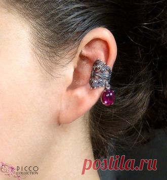 Кафф "Викторианская эпоха"кафф с подвеской рубина.