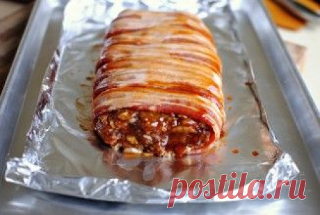 Мясной рулет в беконе - рецепт с фотографиями