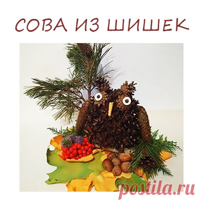 Сова из шишек: мастер-класс с пошаговым фото