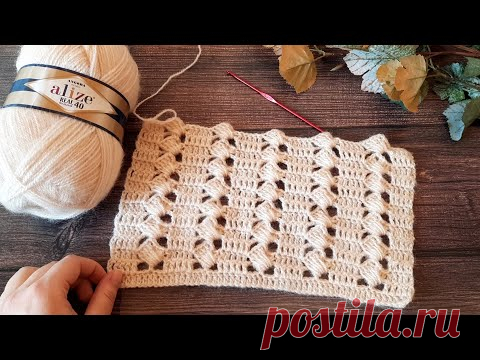 Вяжем узор с вертикальными дорожками крючком. - YouTube