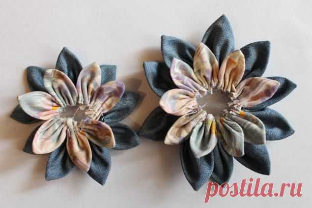 Цветок на сумку из джинсы и хлопка - Ярмарка Мастеров - ручная работа, handmade