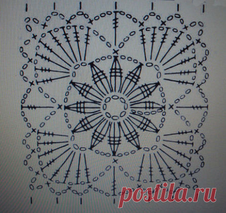 Квадратные мотивы для вязания крючком. Схемы | Уют и тепло моего дома