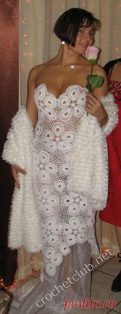 Шикарный свадебный наряд крючком