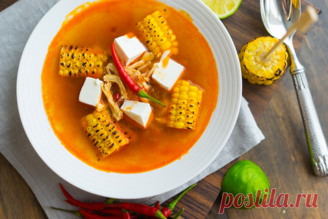 Лёгкий суп с красным перцем и кукурузой — Вкусные рецепты