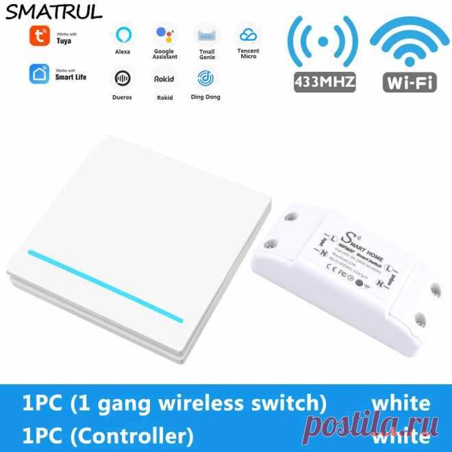 SMATRUL 433MHZ Wireless Wifi Smart Switch Timing Alexa Voice Controller Work Wit - US$16.99