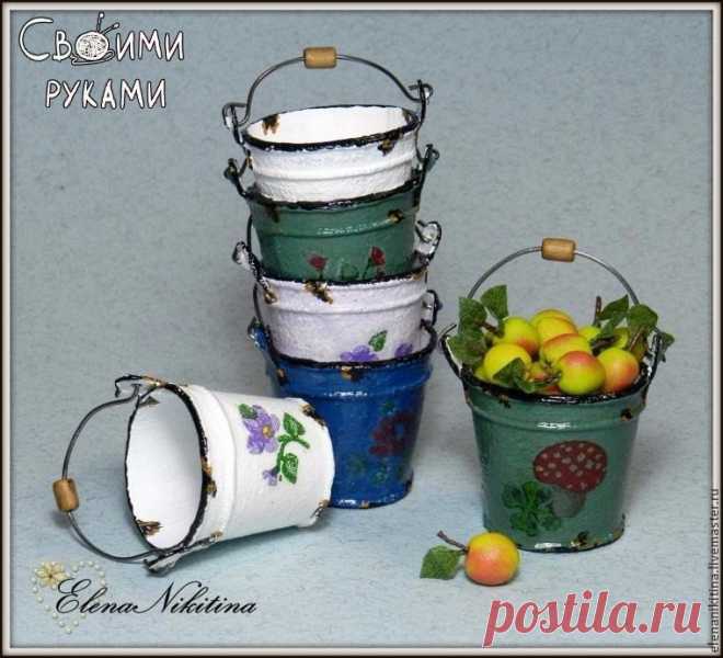 Мастер-класс: эмалированное ведро в миниатюре
