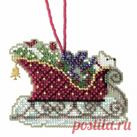 Evergreen Sleigh Cross Stitch Kit Mill Hill 2017 Sleigh Ride MH161734 Evergreen Sleigh - Sleigh Ride Charmed Ornaments 2017 - Mill Hill Beaded Cross Stitch Kit with Charm MH161734 - Evergreen Sleigh is one in a set of six gorgeous ornaments in the 2017 Mill Hill Sleigh Ride collection! Materials Included: Mill Hill Glass Beads, Mill Hill Charm, Mill Hill 14 Count Perforated Paper, floss, needles, chart, and complete instructions. Approximate Finished Size: 3.5 inches wide x 2.5 inches high