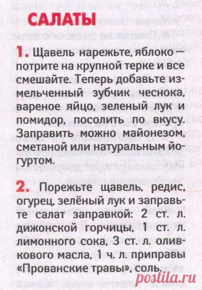 Салаты со щавелем