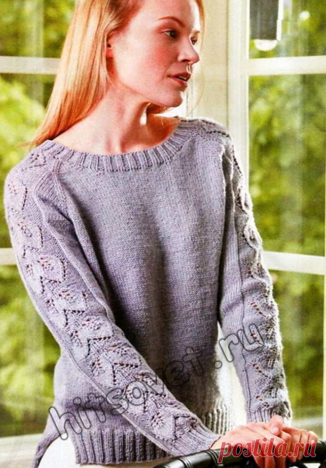 Пуловер реглан с ажурными рукавами.

Вязание спицами для женщин пуловера реглан с красивыми ажурными рукавами со схемой и пошаговым бесплатным описанием вязания.

Размеры пуловера: S (M) L (XL) XXL (3XL).

Вам потребуется: 300 (350) 400 (450) 500 (550) грамм серой пряжи Novita Keto, состоящая из 70% акрила, 30% полиамида, длиной нити 160 метров в 50 граммах, круговые спицы №4 (длиной 60 и 80 см), носочные спицы №3,5 и №4, круговые спицы №3,5.

Лицевая гладь: лицевые ряды –...