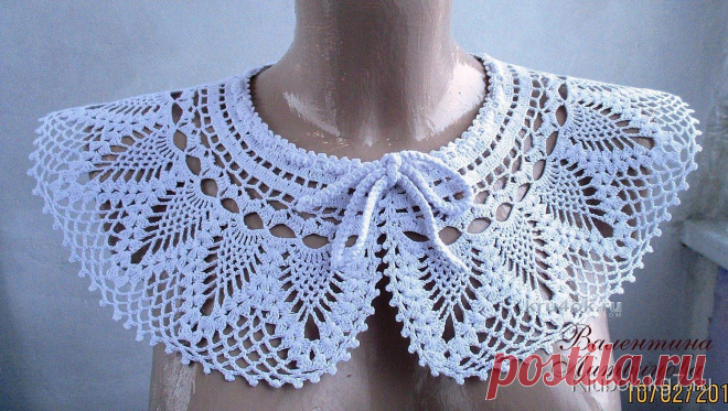 Ажурный воротничок. Работа Валентины Литвиновой | Клубок