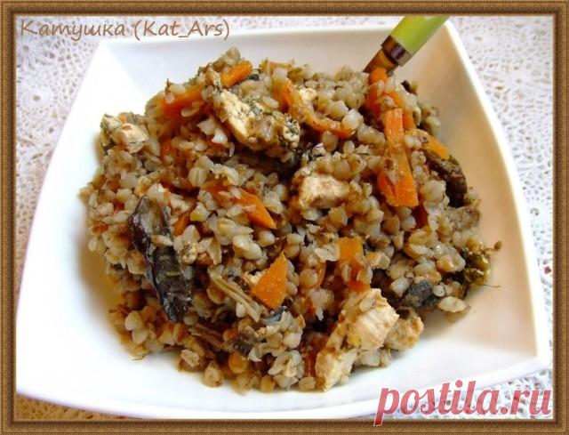 Греча с куриной грудкой и сушёными грибами | Русская кухня