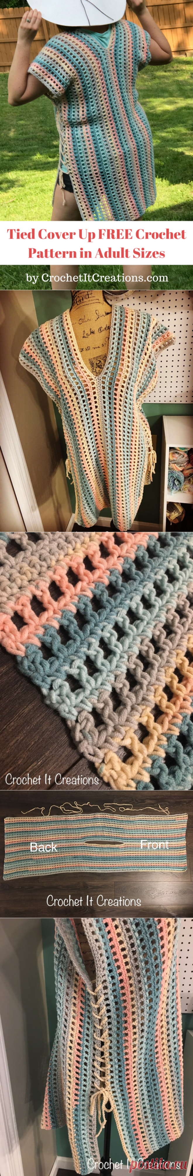 Tied Swimsuit Cover Up Crochet Pattern in Adult Sizes by Crochet It Creations