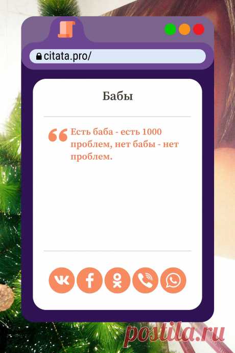 Цитата про «Баб» — Есть баба - есть 1000 проблем, нет бабы - нет…