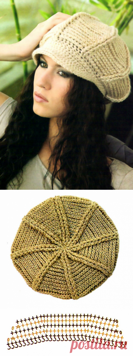 tejidos artesanales en crochet: gorra con visera en tono natural tejida en crochet