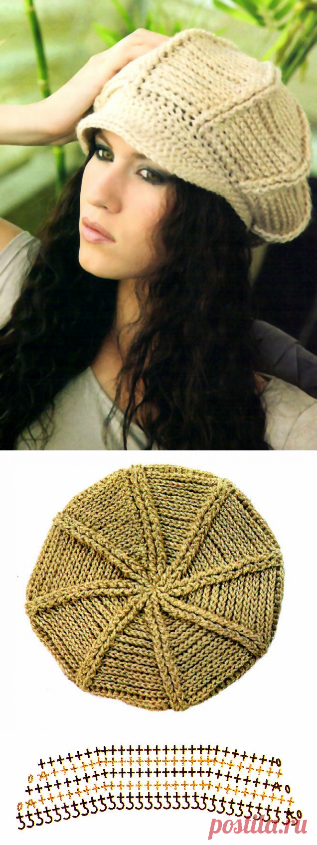 tejidos artesanales en crochet: gorra con visera en tono natural tejida en crochet