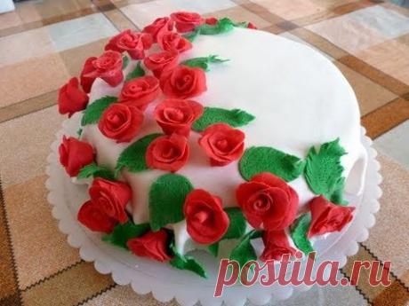 Торт с Розами из Сахарной Мастики