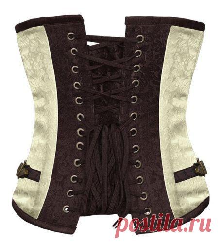 Браун ретро сексуальный баскский готический корсет зашнуровать стали костяком парчи стимпанк корсетные Underbust красный Balck S 2XL купить на AliExpress
