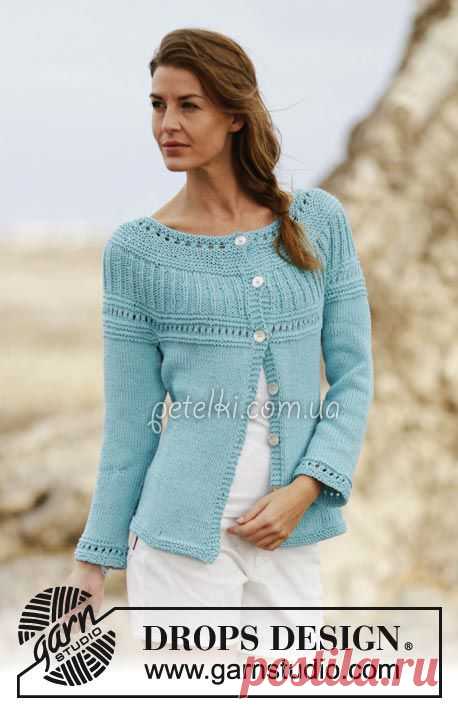 Летний кардиган с круглой кокеткой Drops 2015.